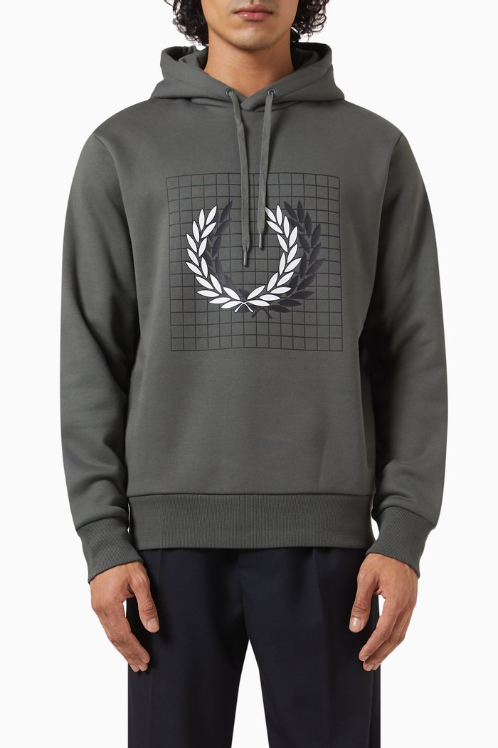 

Laurel Wreath Grid Hooded Sweatshirt, Green