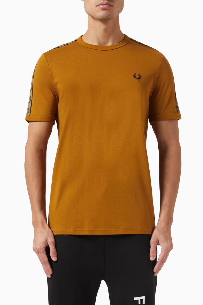 

Contrast Tape Ringer T-shirt in Cotton-jersey, Brown