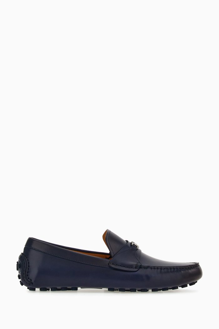 

Florin Driver Loafers in Leather, Blue