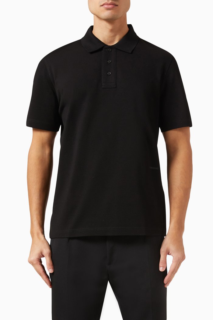 

Polo Shirt in Cotton Pique, Black