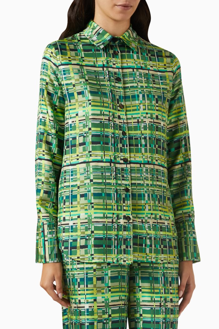 

Plaid Shirt in Silk Twill, Green