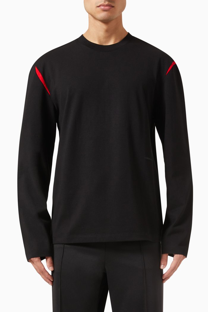 Long-sleeve T-shirt in Organic Cotton Jersey, Black