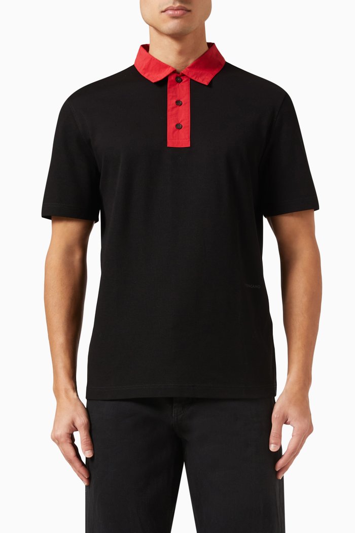 

Polo Shirt in Cotton Pique, Black