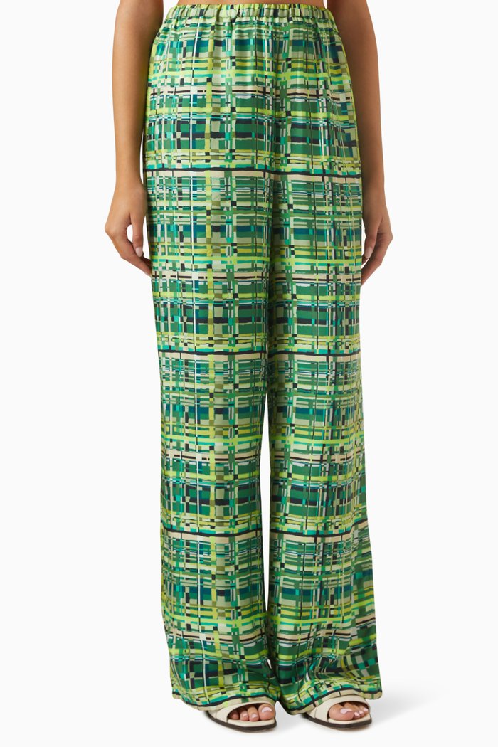 

Plaid Trousers in Silk Twill, Green