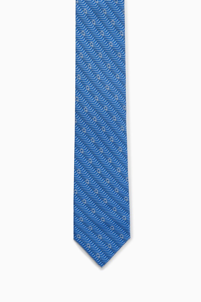 

Gancini-print Tie in Silk Twill, Blue