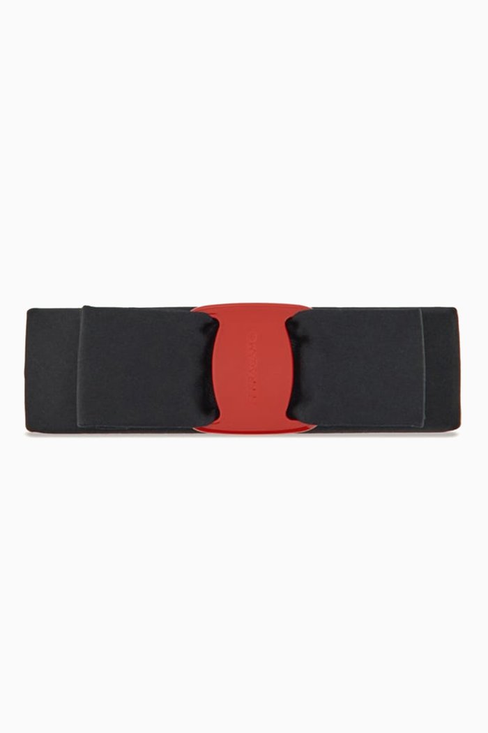 Bi-colour Barrette in Satin & Plastic, Black