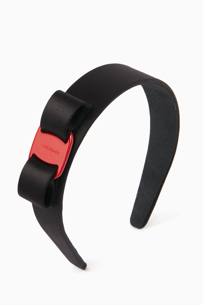 

Bi-colour Headband in Satin & Plastic, Black