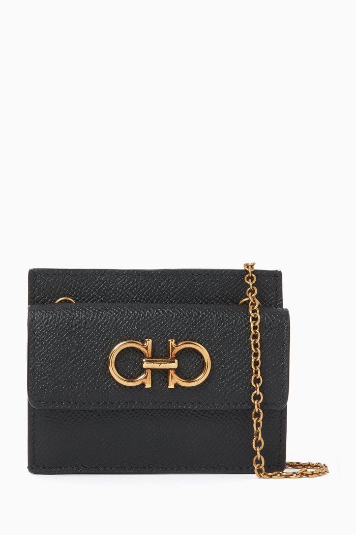 

Gancini Card Holder in Soft Leather, Black