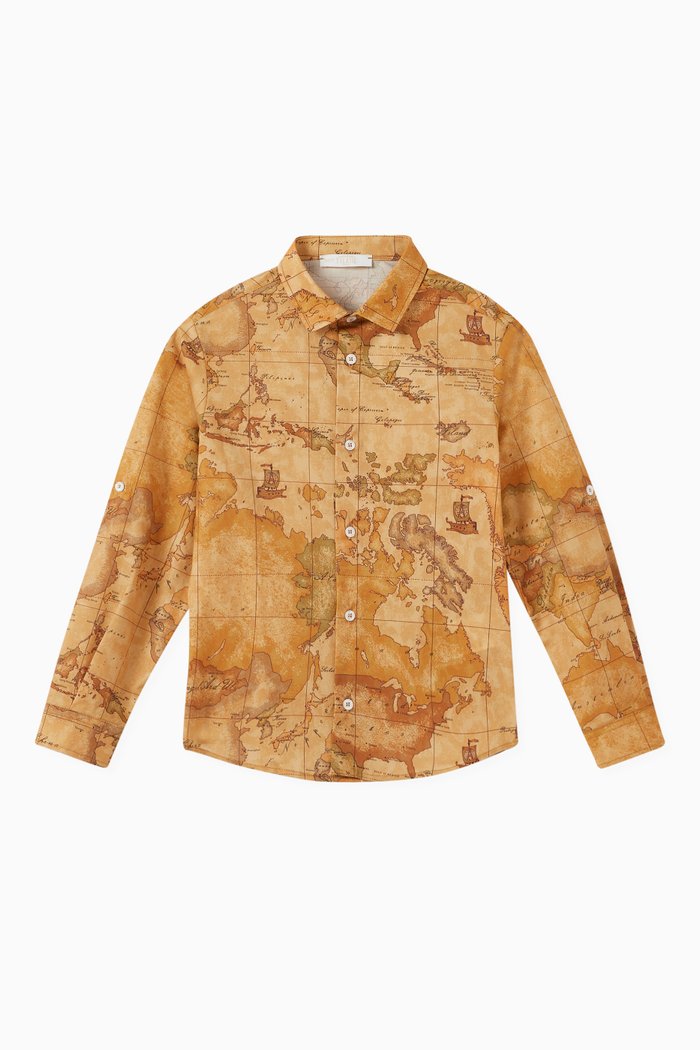 

Geo Map Shirt in Cotton, Orange