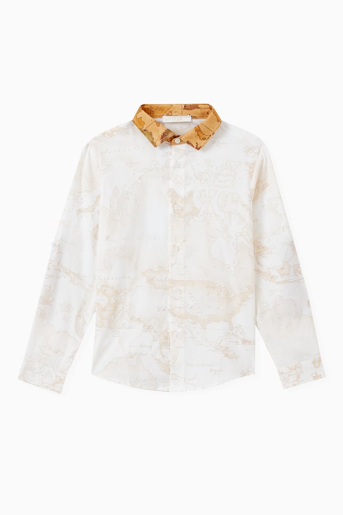 Geo Map Shirt in Cotton, Neutral