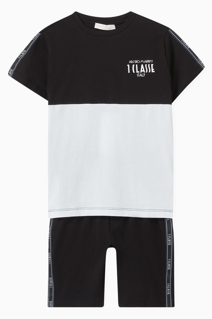 

Logo T-Shirt & Shorts Set in Cotton, Black