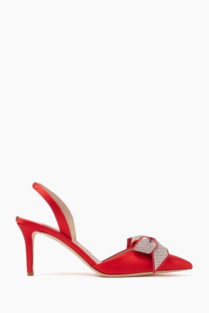 

Emmanuel 70 Embellished Slingback Pumps in Satin, Red