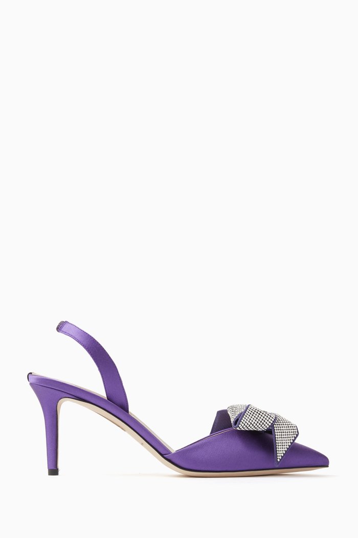 

Emmanuel 70 Embellished Slingback Pumps in Satin, Purple