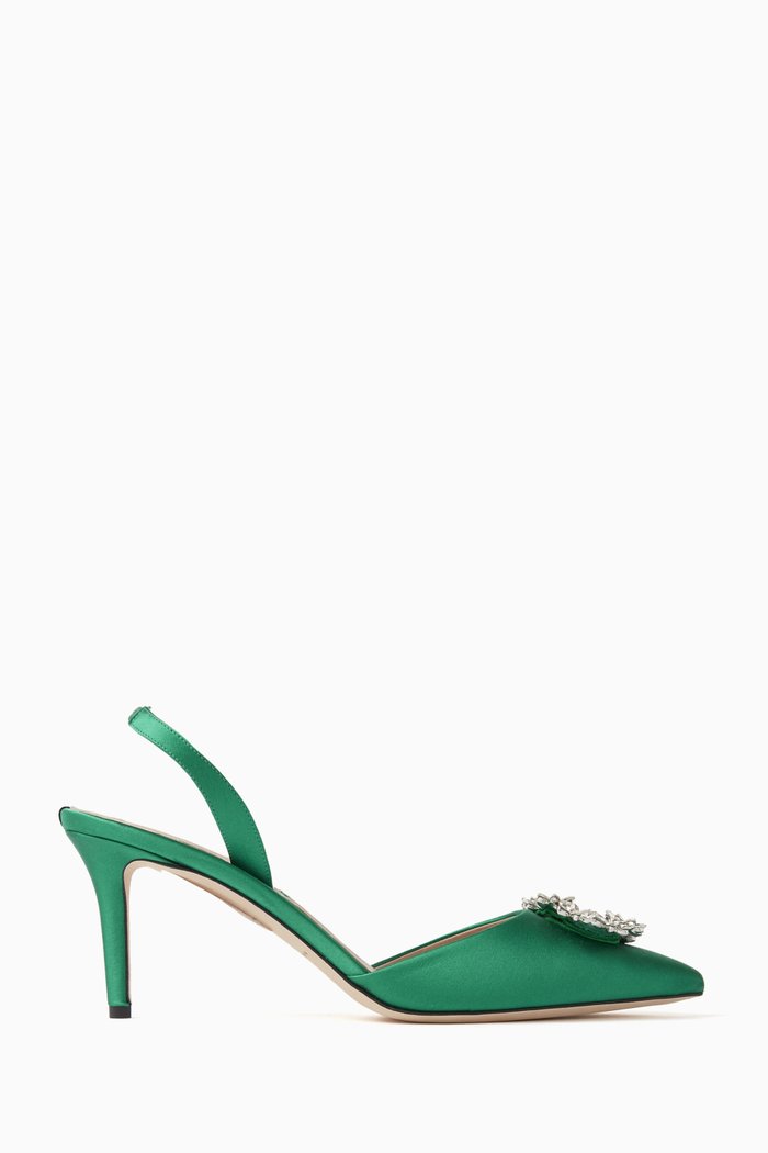 

Edith 70 Slingback Sandals in Satin, Green