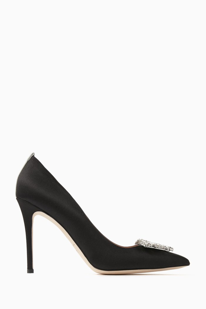 

Ola 100 Embellished Pumps in Satin, Black