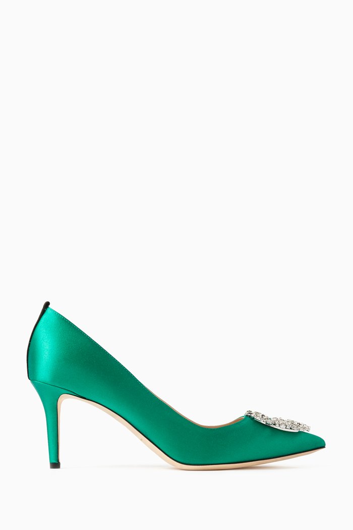

Amira 70 Embellished Pumps in Satin, Green