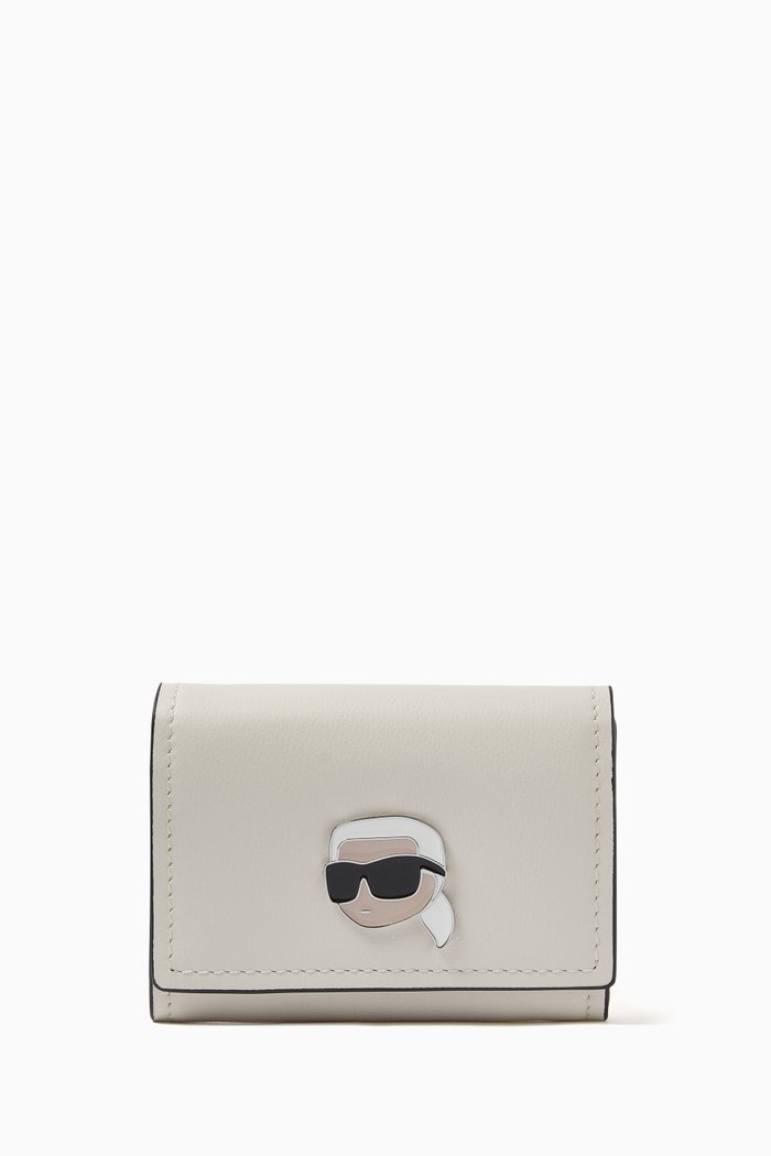 Small K/Ikonik Pin Wallet in Leather, White