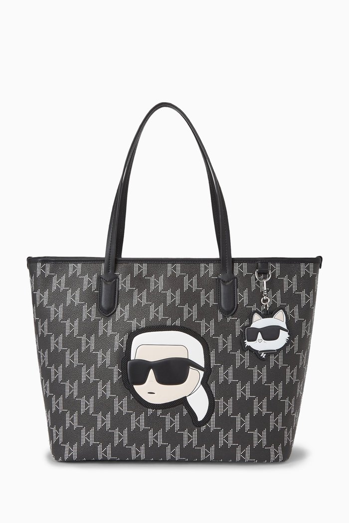 

Large K/Ikonik 2 Tote Bag in Faux Leather, Black