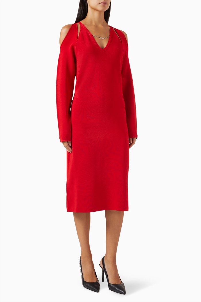 

Chain-link Cut-out Dress in Viscose-blend, Red