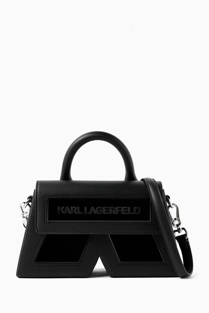 

Ikon K Top Handle Bag in Leather, Black