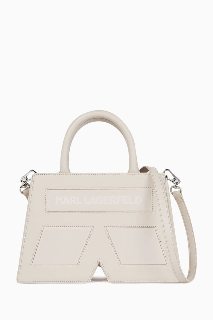 

Icon K Top Handle Bag in Leather, Neutral