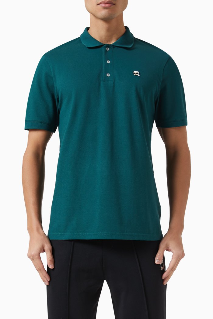 

Ikonik 2 Embroidered Polo Shirt in Organic Cotton, Green