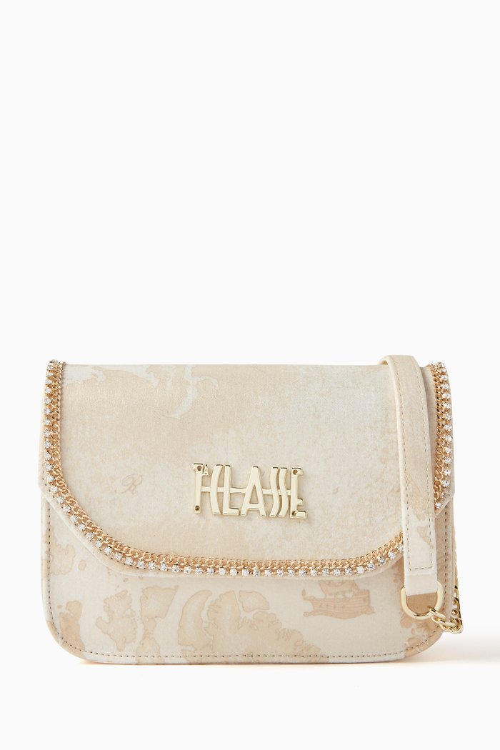 

Geo Map Print Crossbody Bag, Neutral