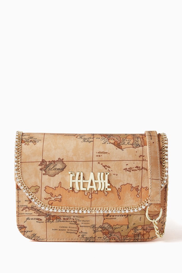 

Geo Map Print Crossbody Bag, Orange