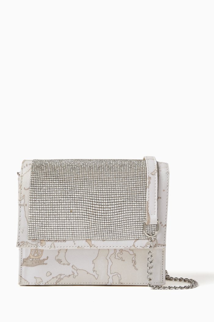 

Geo Map Print Crossbody Bag, Gold