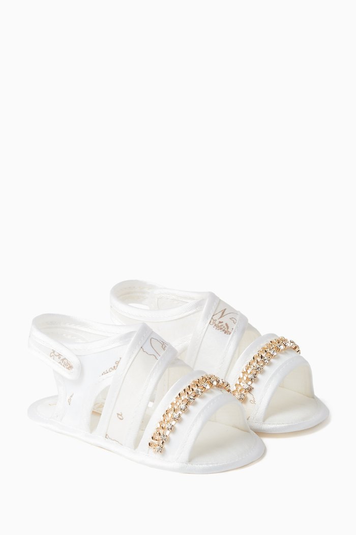 

Crystal-embellished Sandals in Fabric, Neutral