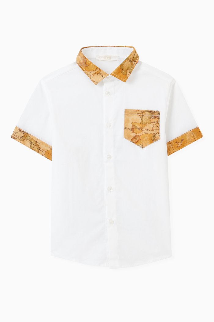 

Contrast-trim Shirt in Cotton, White