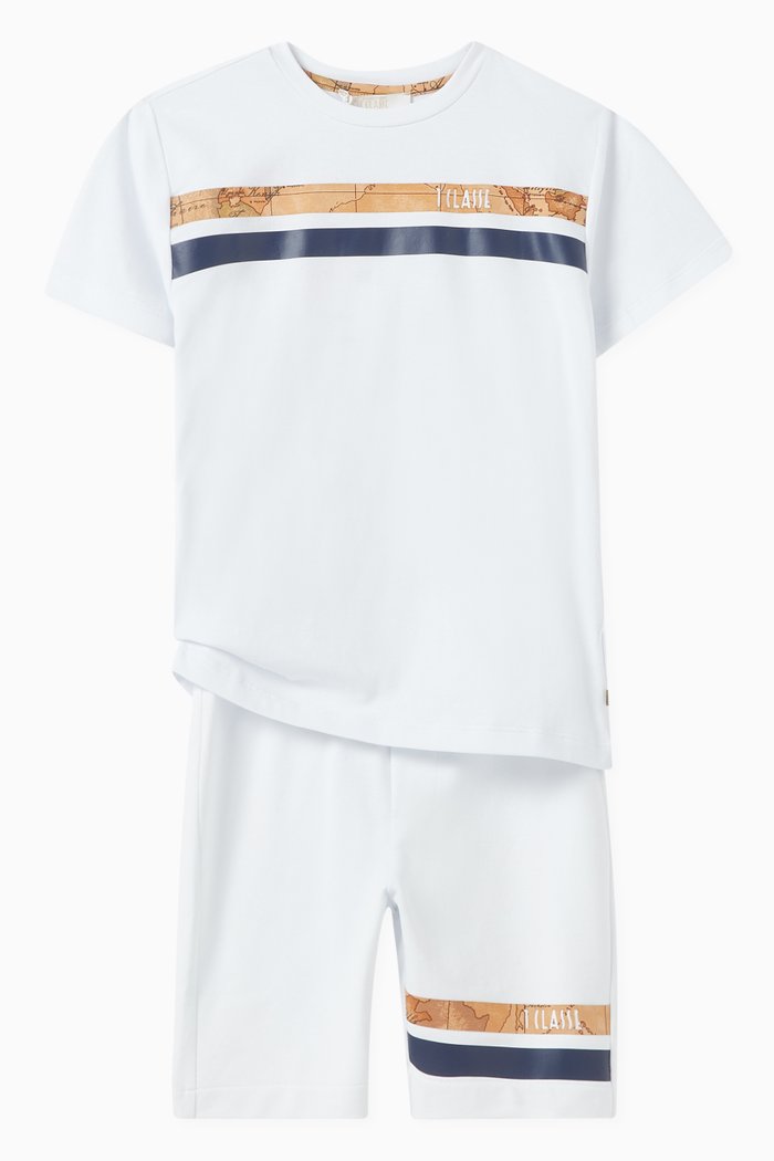 

Stripe T-Shirt & Shorts Set in Cotton, White