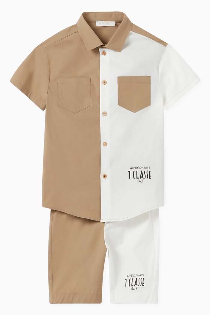 

Stripe T-Shirt & Shorts Set in Cotton, Neutral