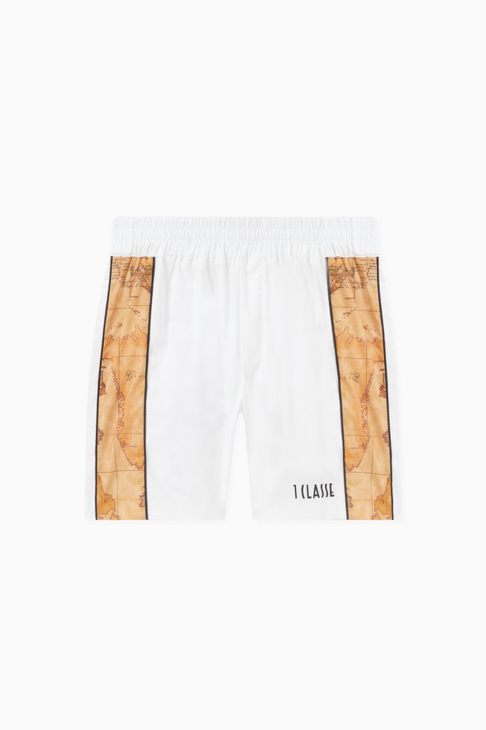 

Map Print Shorts in Cotton, White