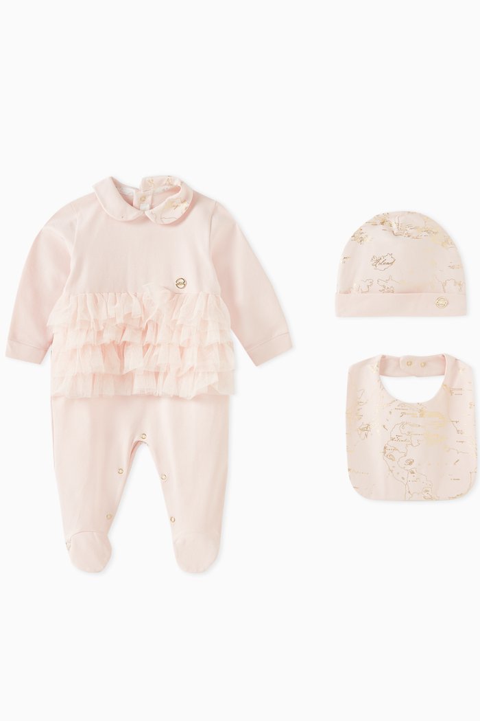 

Ruffled-trim Sleepsuit Gift Set in Cotton Jersey, Pink