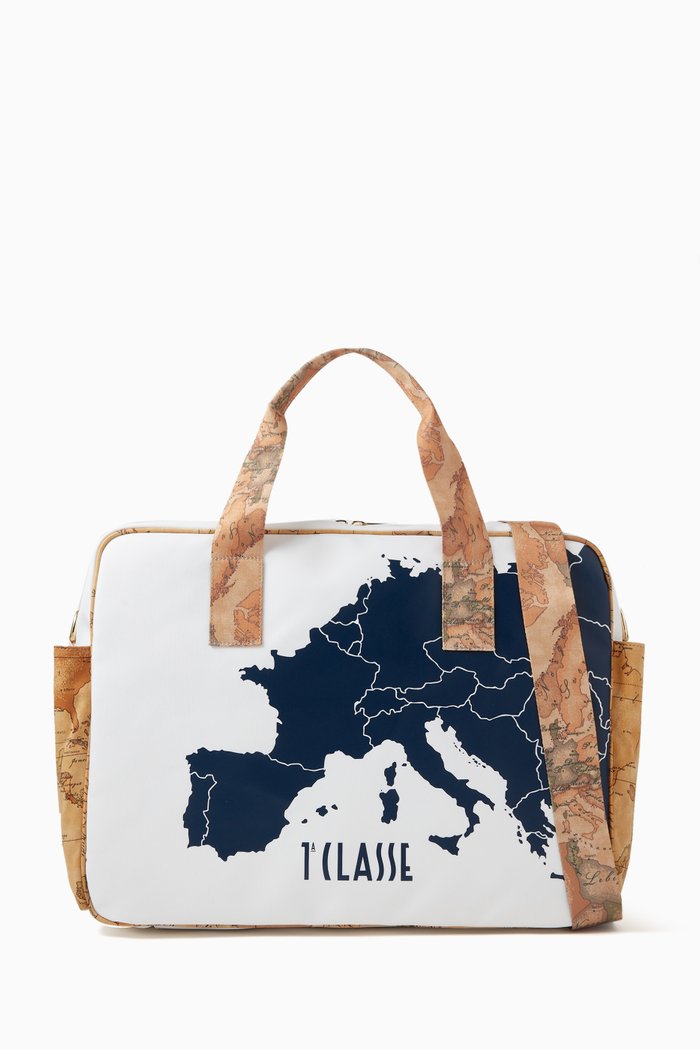 

Geo Map Print Changing Bag, White