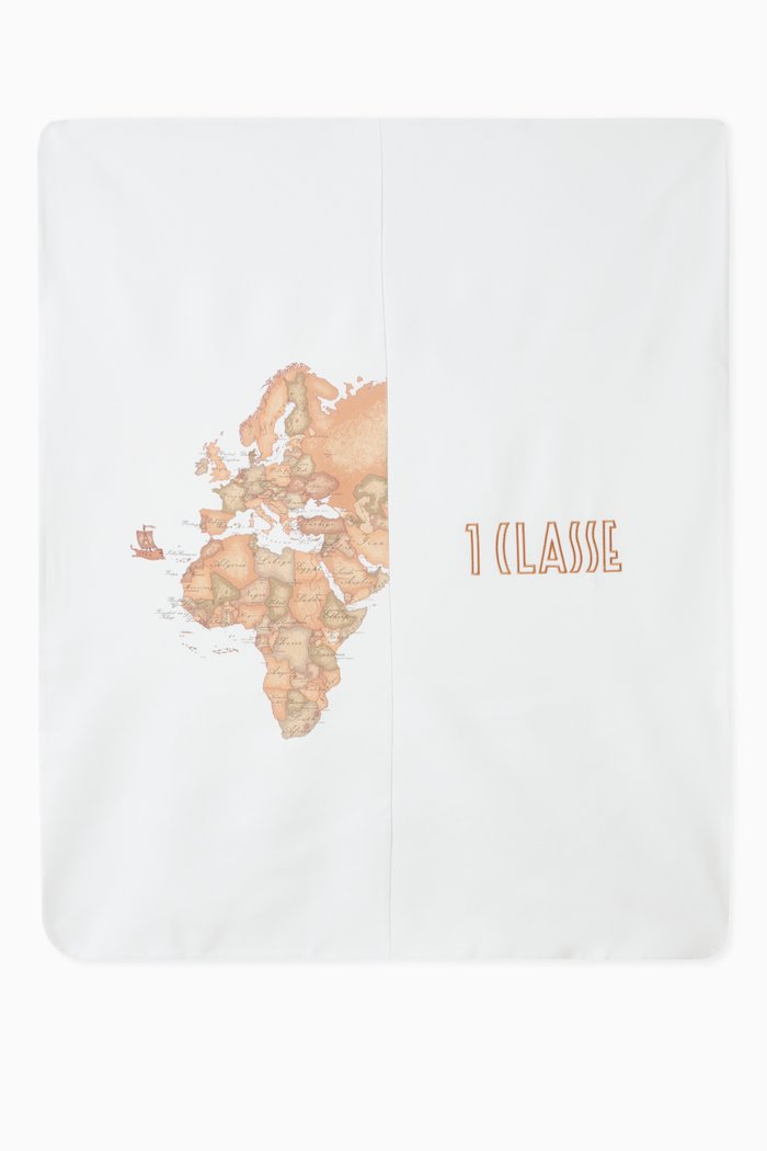 

Geo Map Baby Blanket in Cotton, White