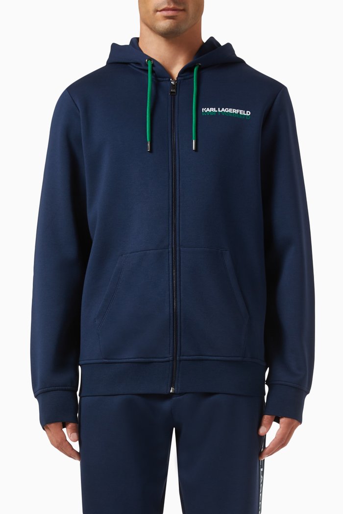 

Logo Zip Hoodie in Eco-viscose, Black