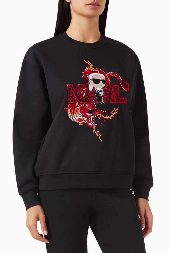 

K/Ikonik Lunar New Year Oversized Sweatshirt in Jersey, Black