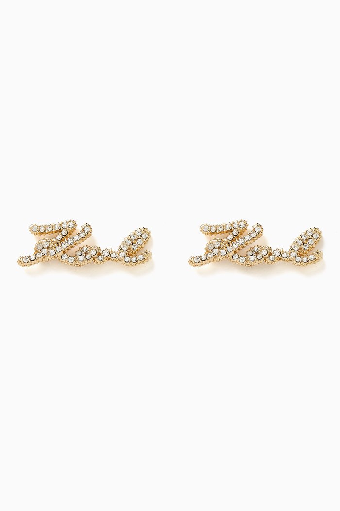 

K/Signature Pavé Stud Earrings, Gold