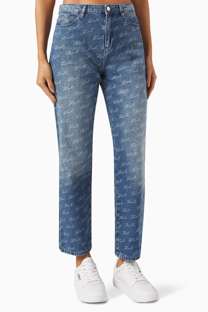 

All-over Signature Logo Jeans in Denim, Blue