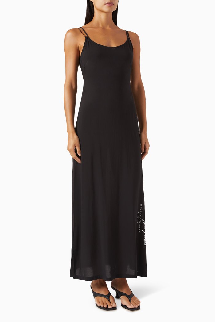 

Logo Beach Dress in Viscose, Black