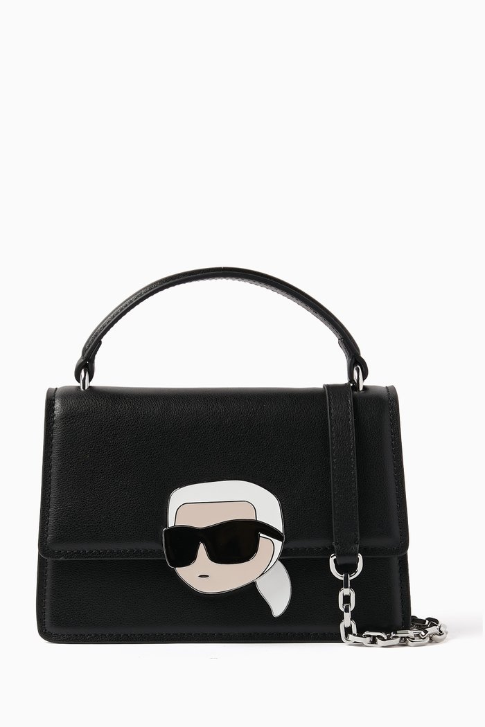

K/Ikonik Top Handle Bag in Leather, Black
