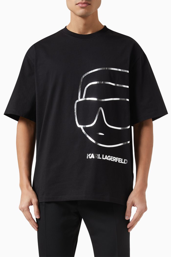 

Ikonik 2 Outline T-Shirt in Organic Cotton, Black