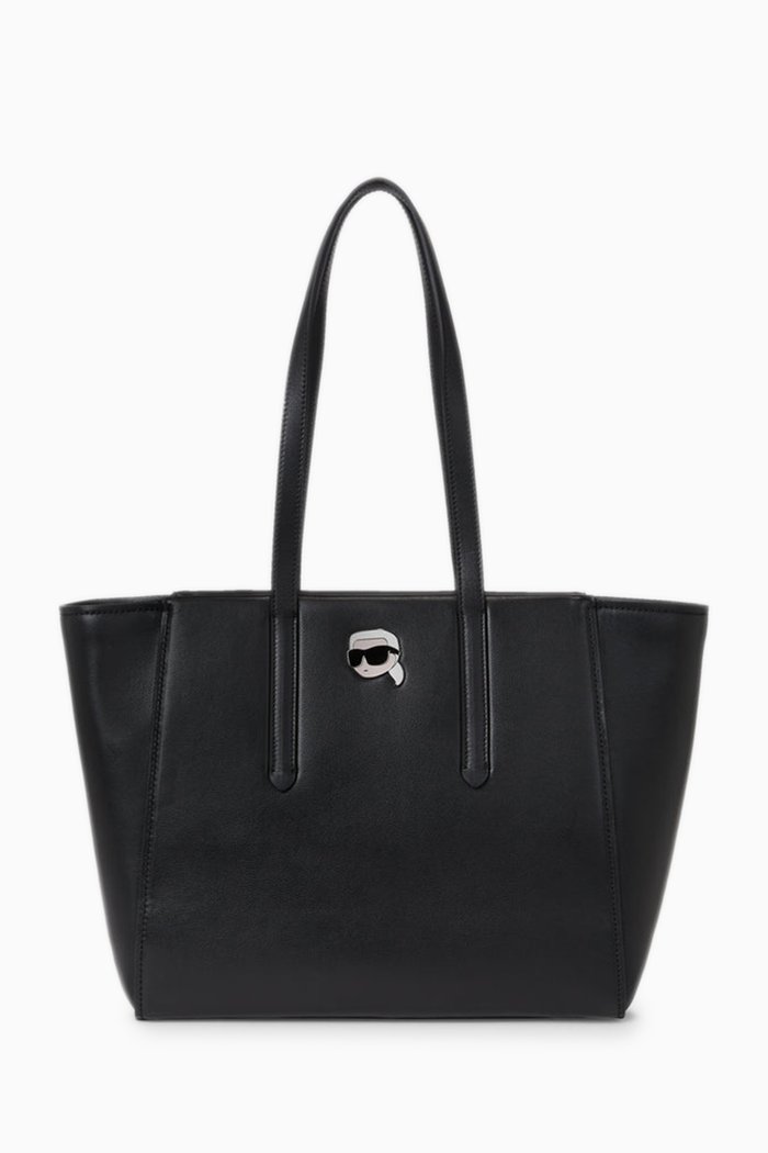 

K/Ikonik 2 Pin Tote Bag in Leather, Black