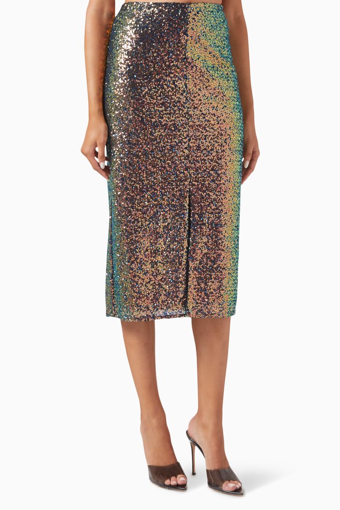 Midi Skirt in Sequin, Multicolour