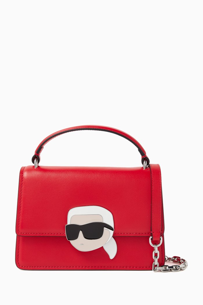 

K/Ikonik Top Handle Bag in Leather, Red