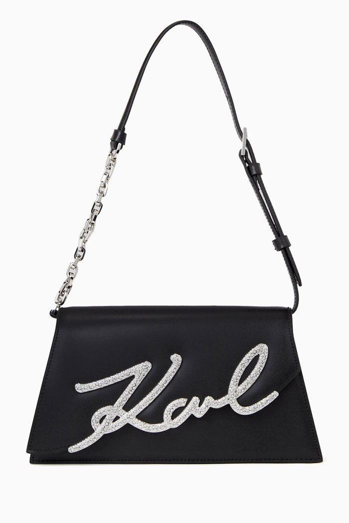

K/Signature 2.0 Shoulder Bag in Leather, Black
