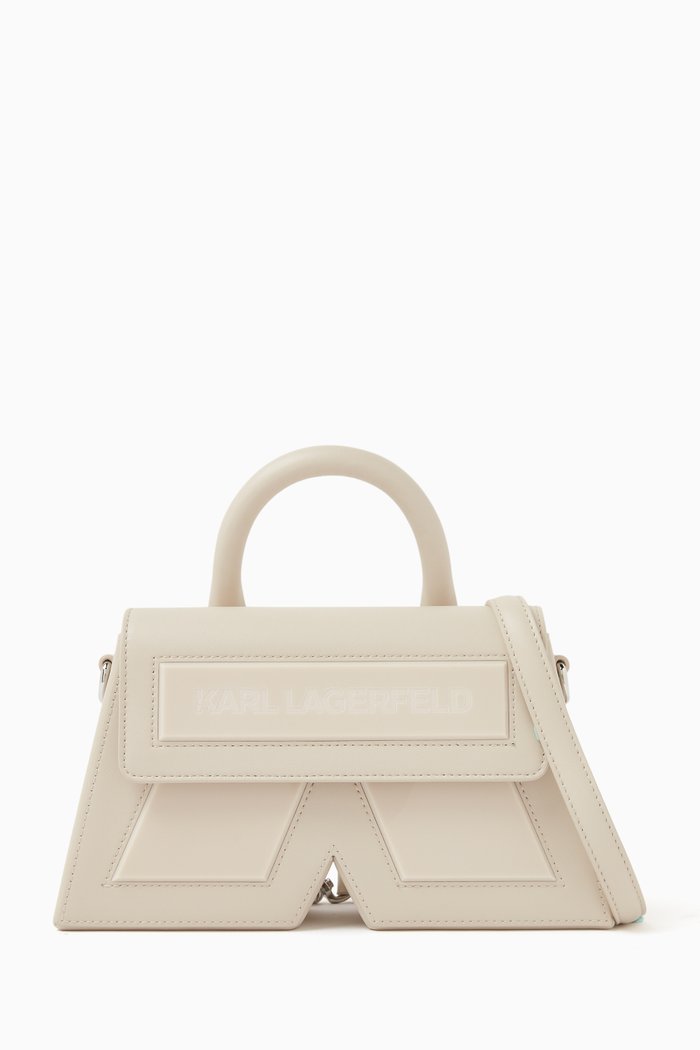 

Ikon K Top Handle Bag in Leather, Neutral