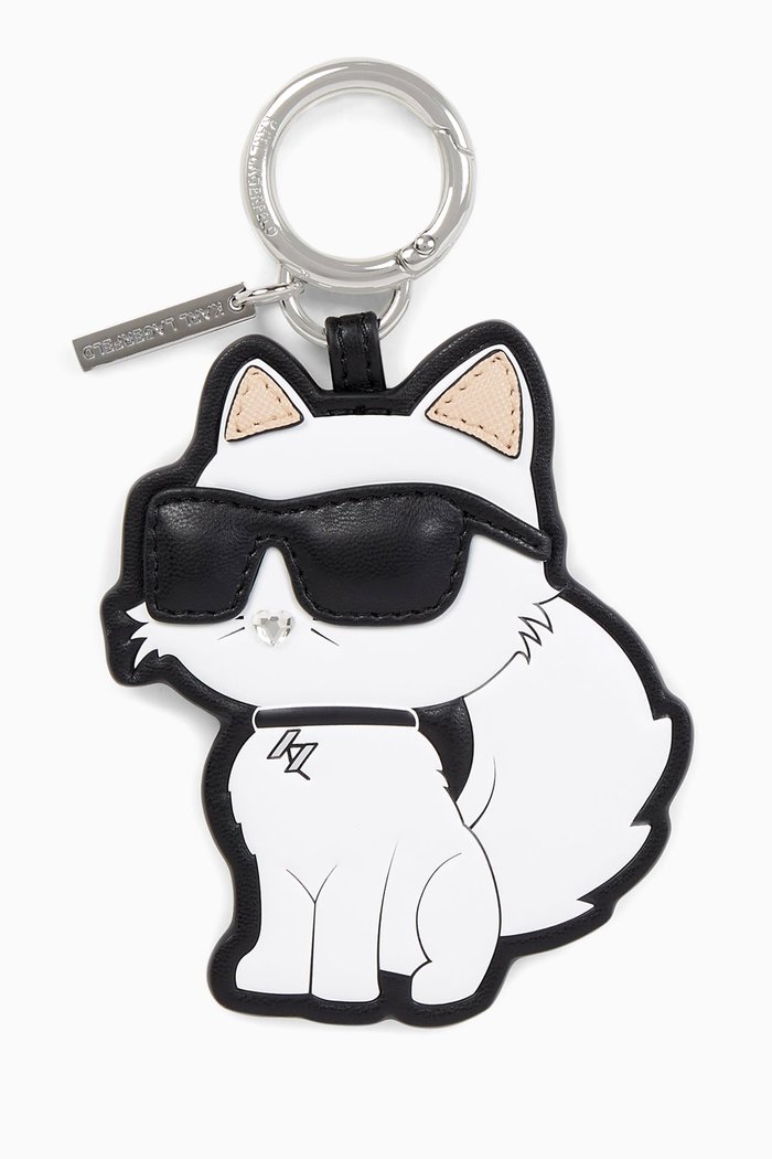 

K/Ikonik Choupette Keychain in Faux-leather, White
